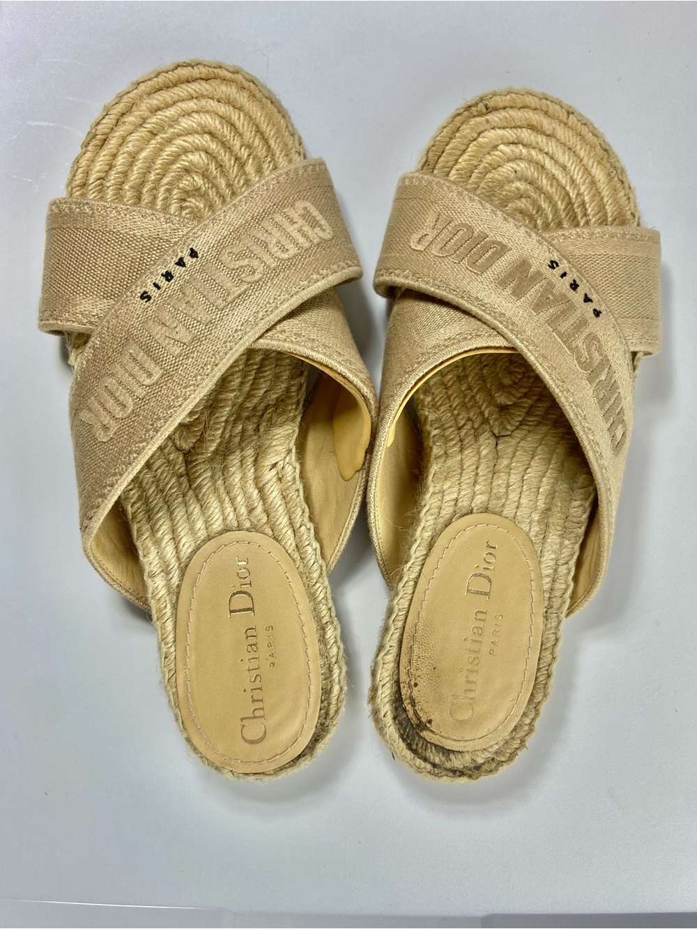 Christian Dior Granville Espadrille Slides Sandals Slides Natural 37.5/7.5 [CH] - Picture 2 of 15